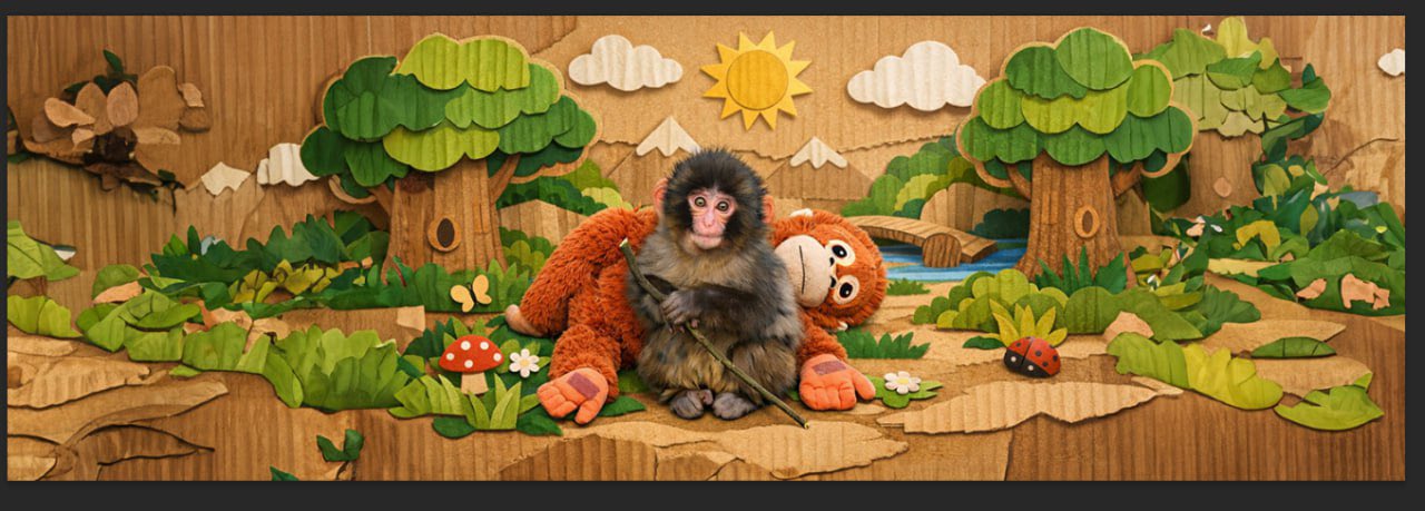 Kun the Monkey holding his plushie